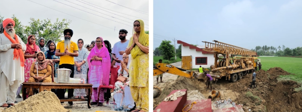 Tubewell work started in village Bahowal at a cost of Rs 7.5 lakh, NRI community and villagers contributed